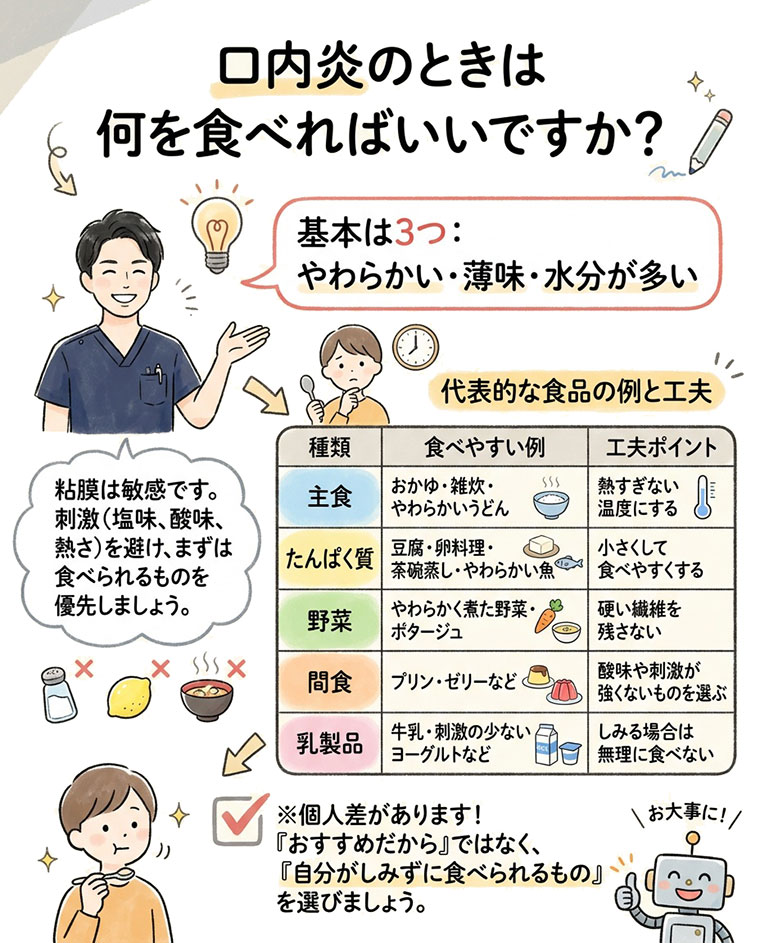 口内炎のときは何を食べればいいですか？の図解