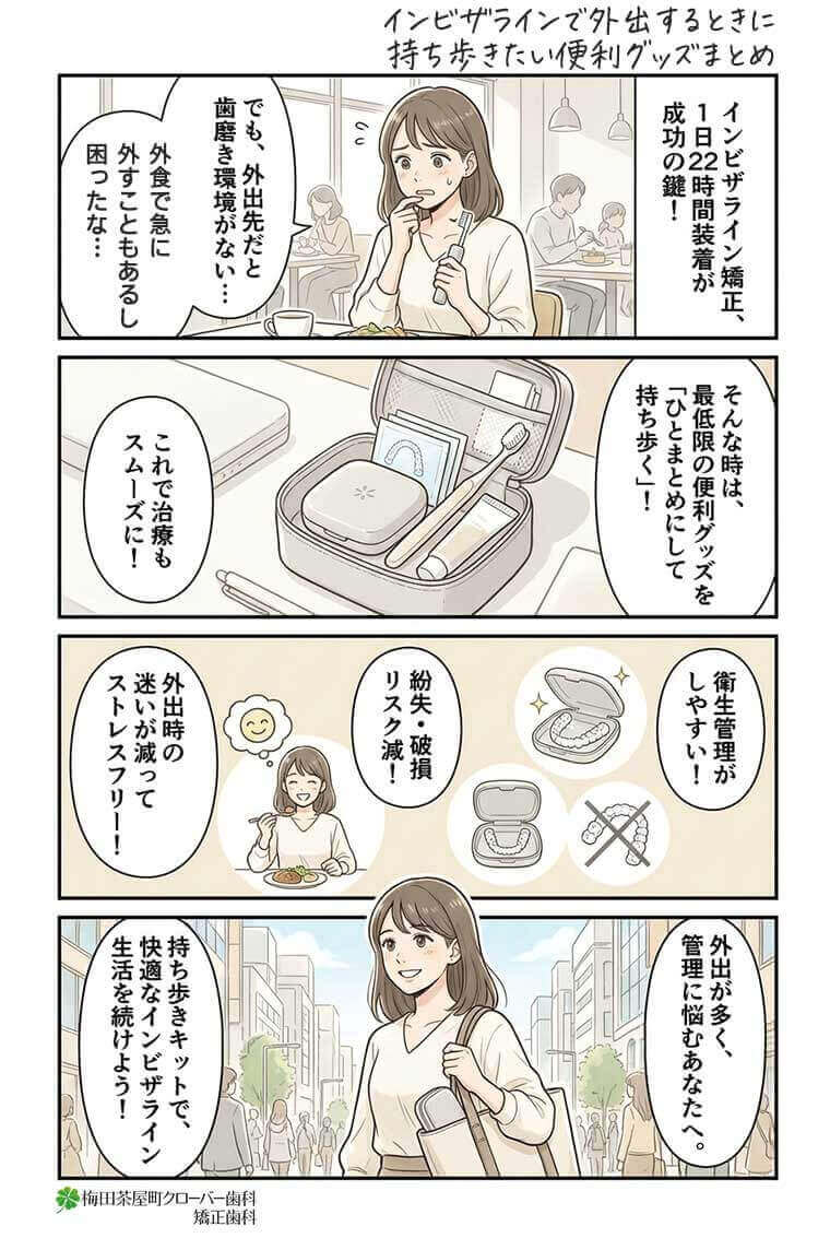 【マンガ】インビザラインで外出するときに持ち歩きたい便利グッズ