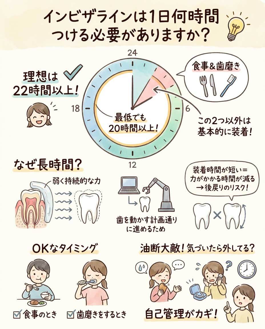 インビザラインは1日何時間つける必要がありますか？