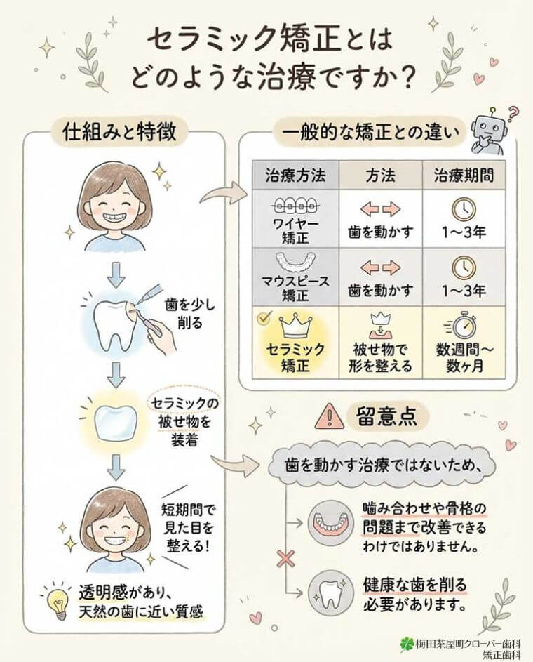 セラミック矯正とはどのような治療ですか？の図解