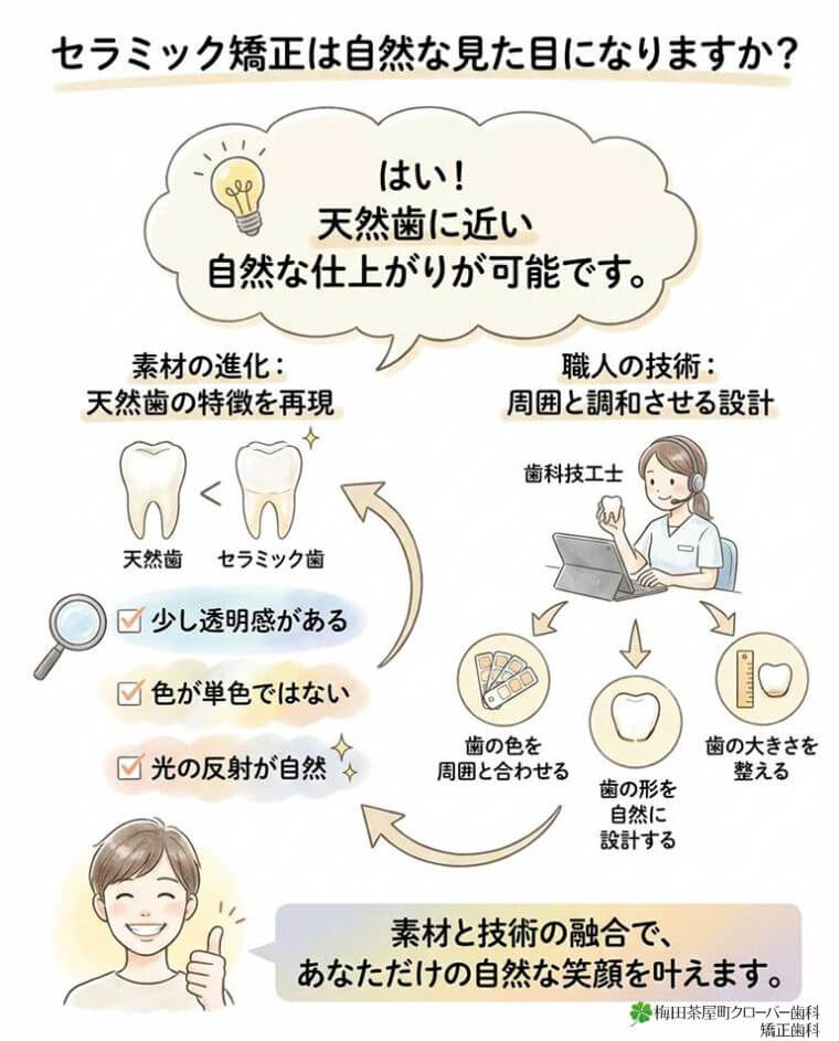 セラミック矯正は自然な見た目になりますか？の図解
