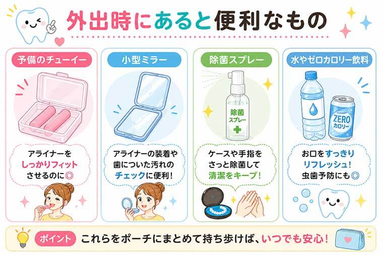 外出時にあると便利なものの図解