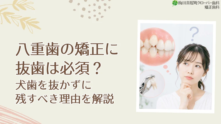 八重歯の矯正に抜歯は必須？犬歯を抜かずに残すべき理由を解説