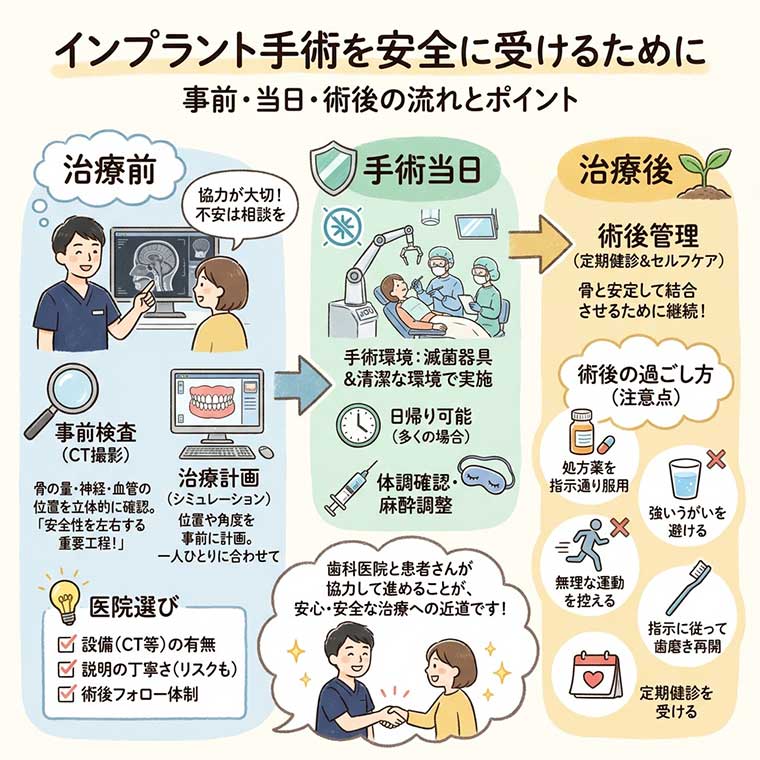 インプラント手術を安全に受けるためにの図解