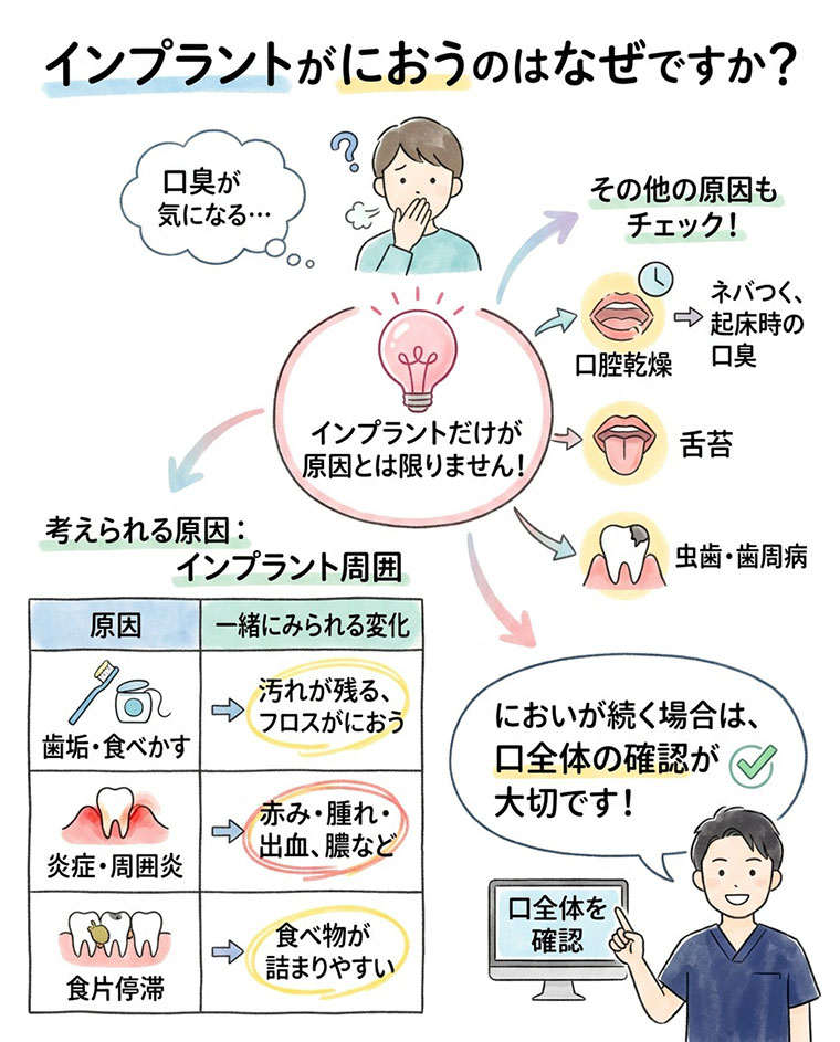 インプラントそのものからにおいが出るのですか？の図解