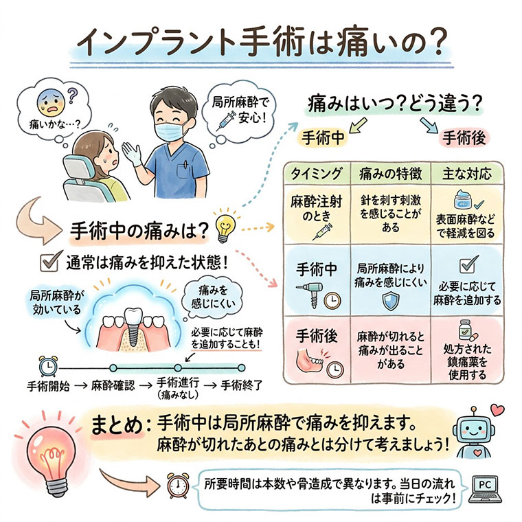 インプラント手術は痛いの？の図解